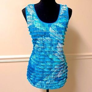 Cristopher & Banks Layered, Pastel Blues, Floral Pattern Tank Top
